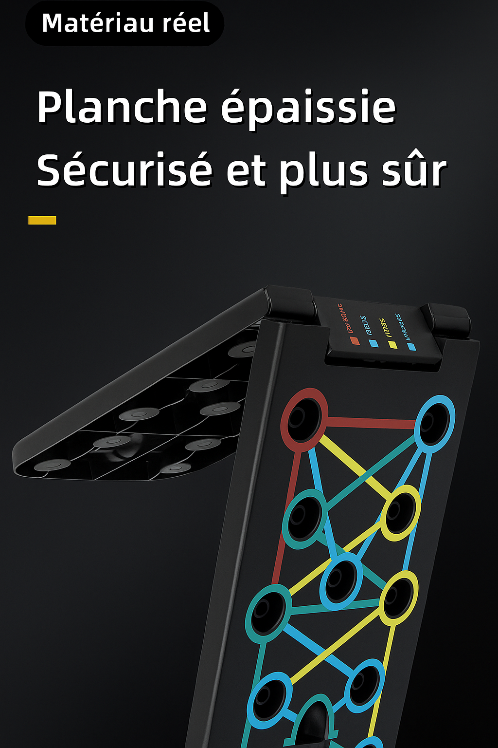 Planche de pompes pliable multifonction – Équipement portable pour muscler pectoraux, abdos et dos