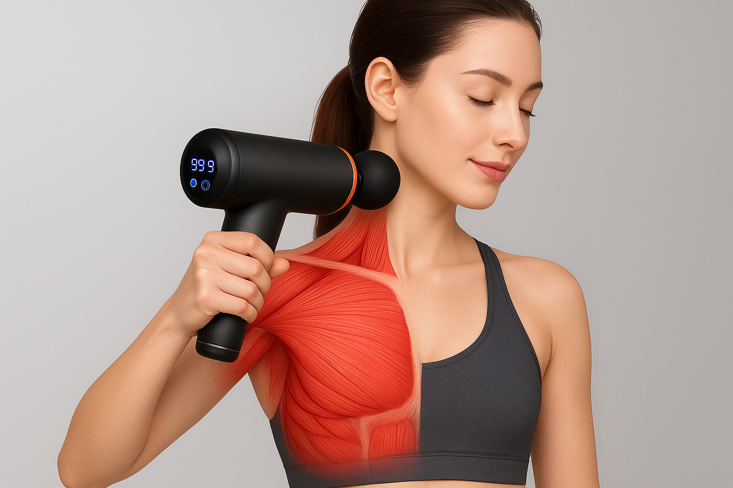 Pistolet de Massage Musculaire Professionnel avec 8 Têtes & 99 Vitesses