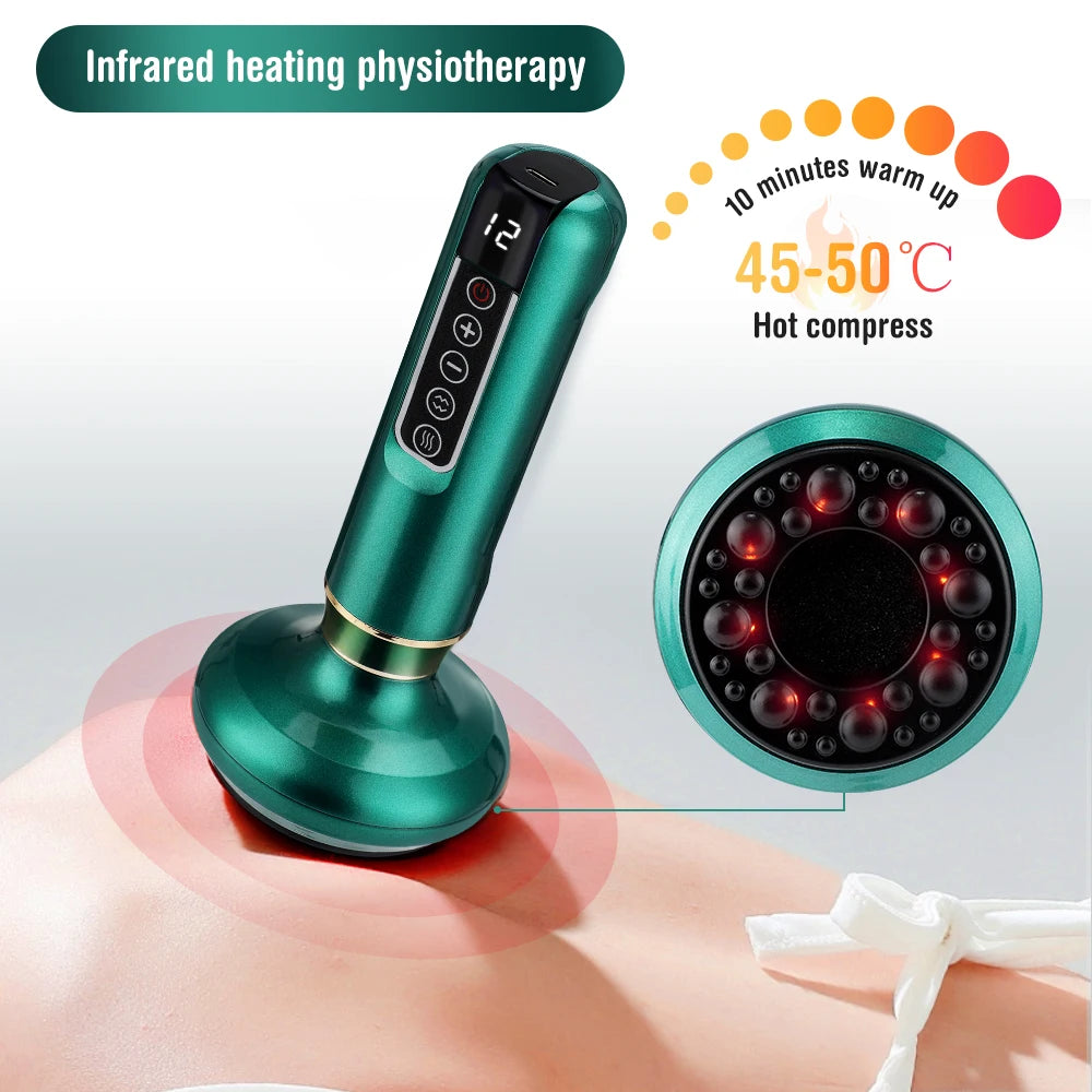 Appareil de Massage Électrique 6/12 Niveaux – Ventouse, Gua Sha, Chauffant, Anti-Cellulite & Santé