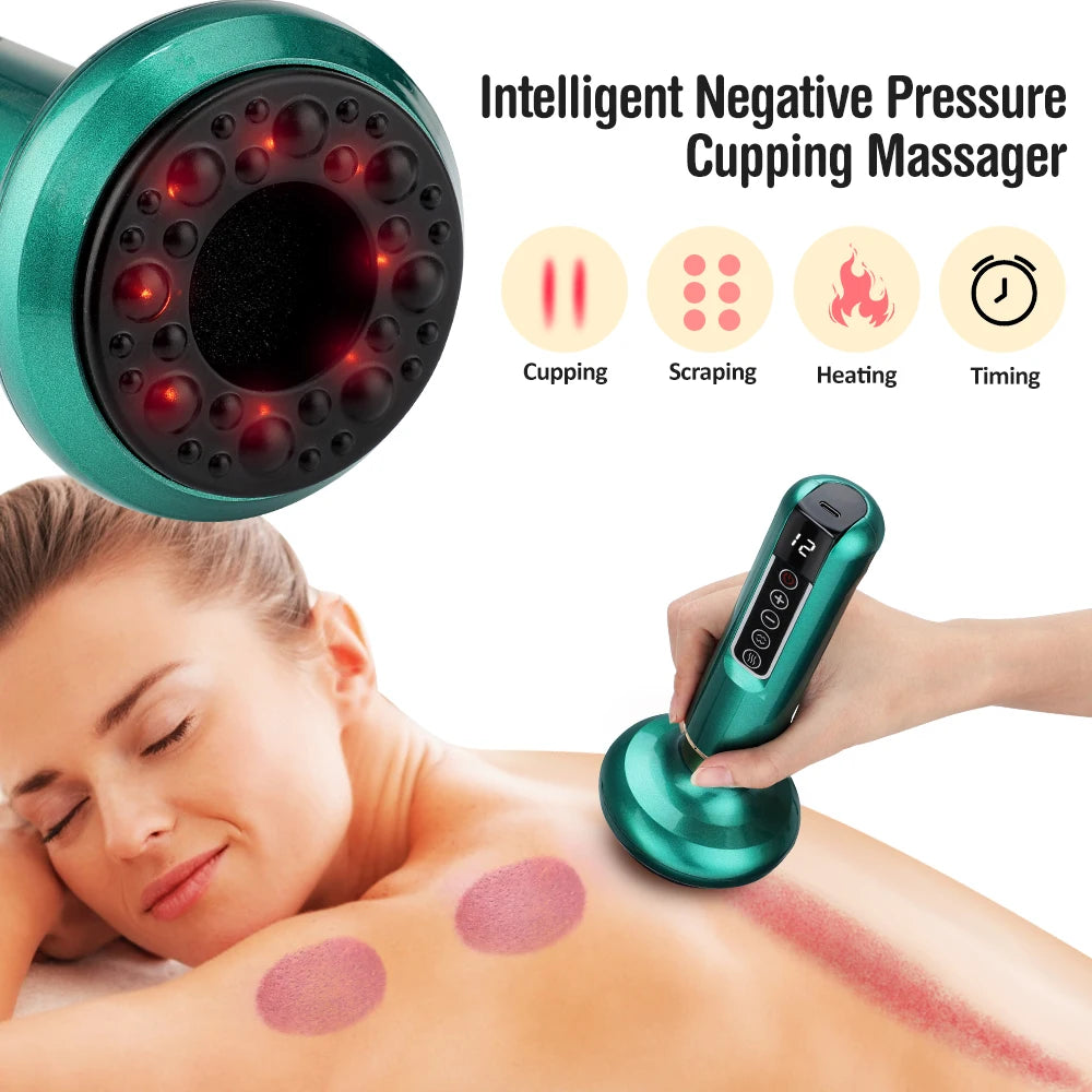 Appareil de Massage Électrique 6/12 Niveaux – Ventouse, Gua Sha, Chauffant, Anti-Cellulite & Santé