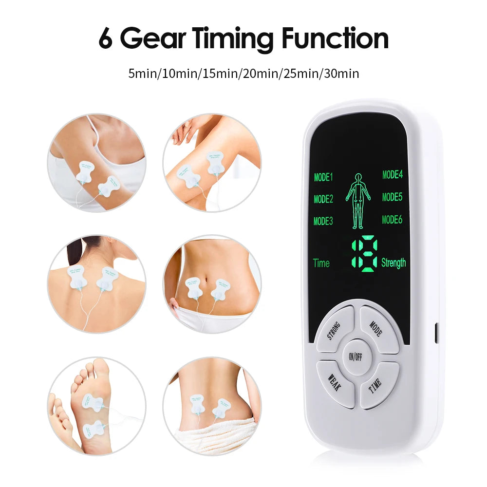 Appareil de Stimulation Musculaire EMS – 6 Modes, Électrostimulateur TENS pour Massage et Thérapie du Corps