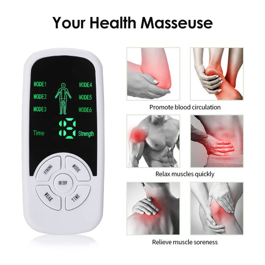 Appareil de Stimulation Musculaire EMS – 6 Modes, Électrostimulateur TENS pour Massage et Thérapie du Corps