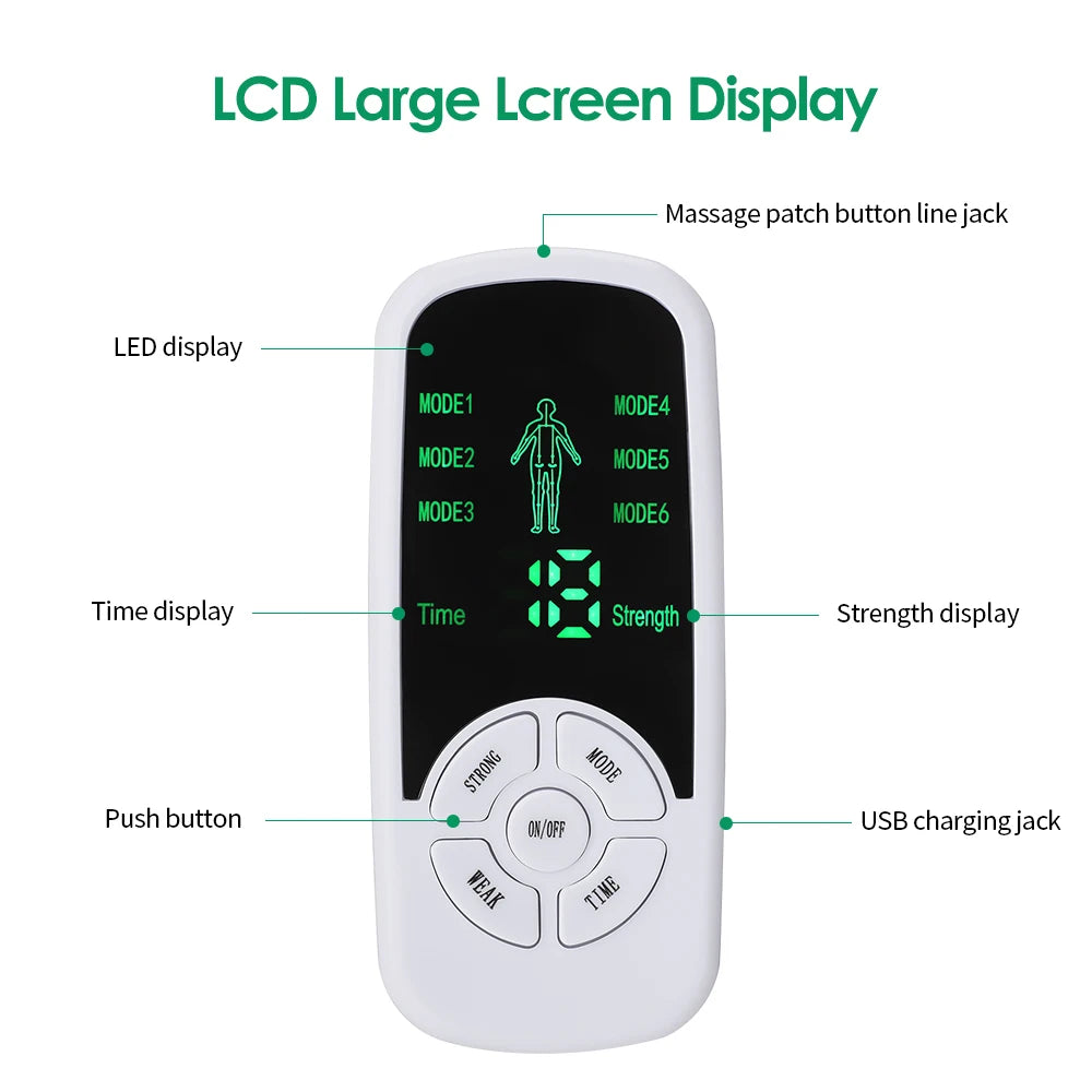Appareil de Stimulation Musculaire EMS – 6 Modes, Électrostimulateur TENS pour Massage et Thérapie du Corps