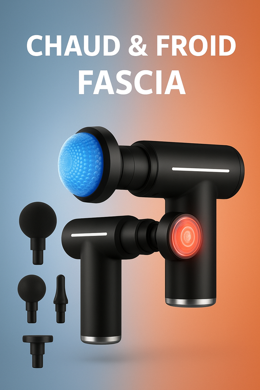Pistolet de massage musculaire professionnel – Relaxation, récupération, 6 têtes, compresses chaud/froid