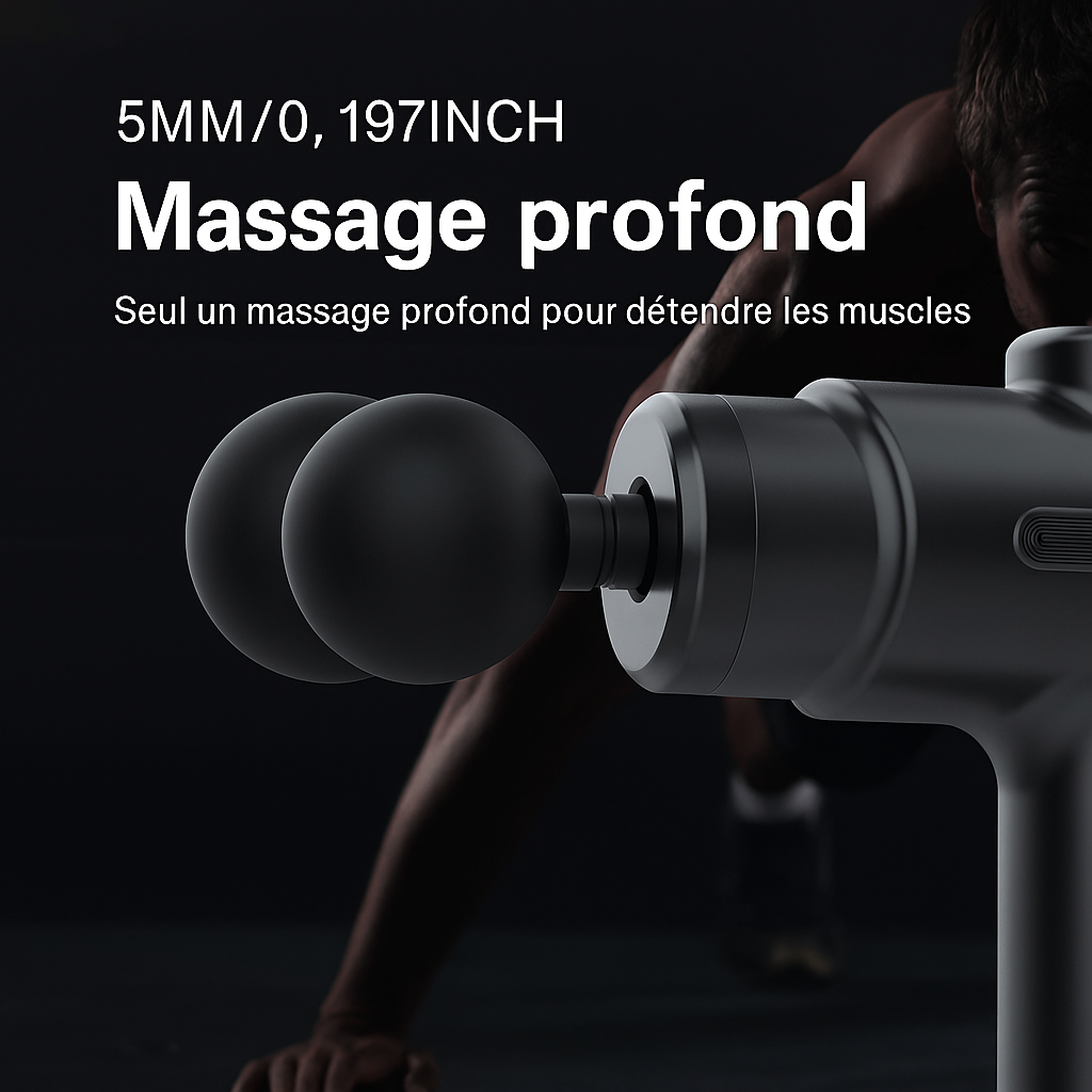 Pistolet de Massage Musculaire – Soulagement Profond avec 8 Têtes Interchangeables pour le Corps