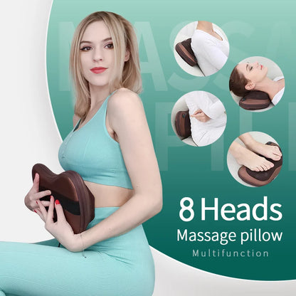 Coussin de Massage Électrique Shiatsu – Nuque, Dos, Taille et Corps, avec Chaleur, Utilisable à la Maison ou en Voiture