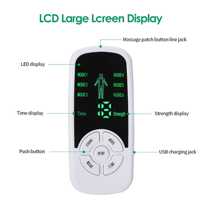Appareil de Stimulation Musculaire EMS – 6 Modes, Électrostimulateur TENS pour Massage et Thérapie du Corps