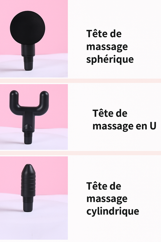 Pistolet de massage musculaire professionnel – Relaxation, récupération, 6 têtes, compresses chaud/froid